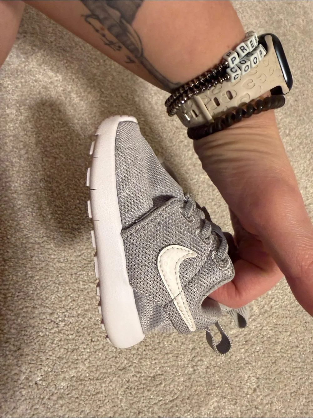 Nike Baby Gray Mesh Hook-and-Loop Sneakers
